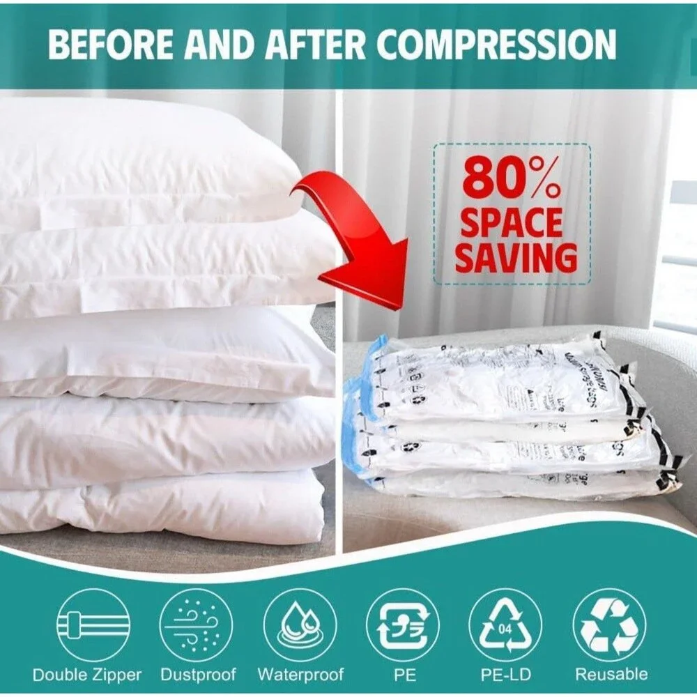 20 Pack Vacuum Storage Bags, Vacuum Seal Bags for Clothing, Comforters, Blank...